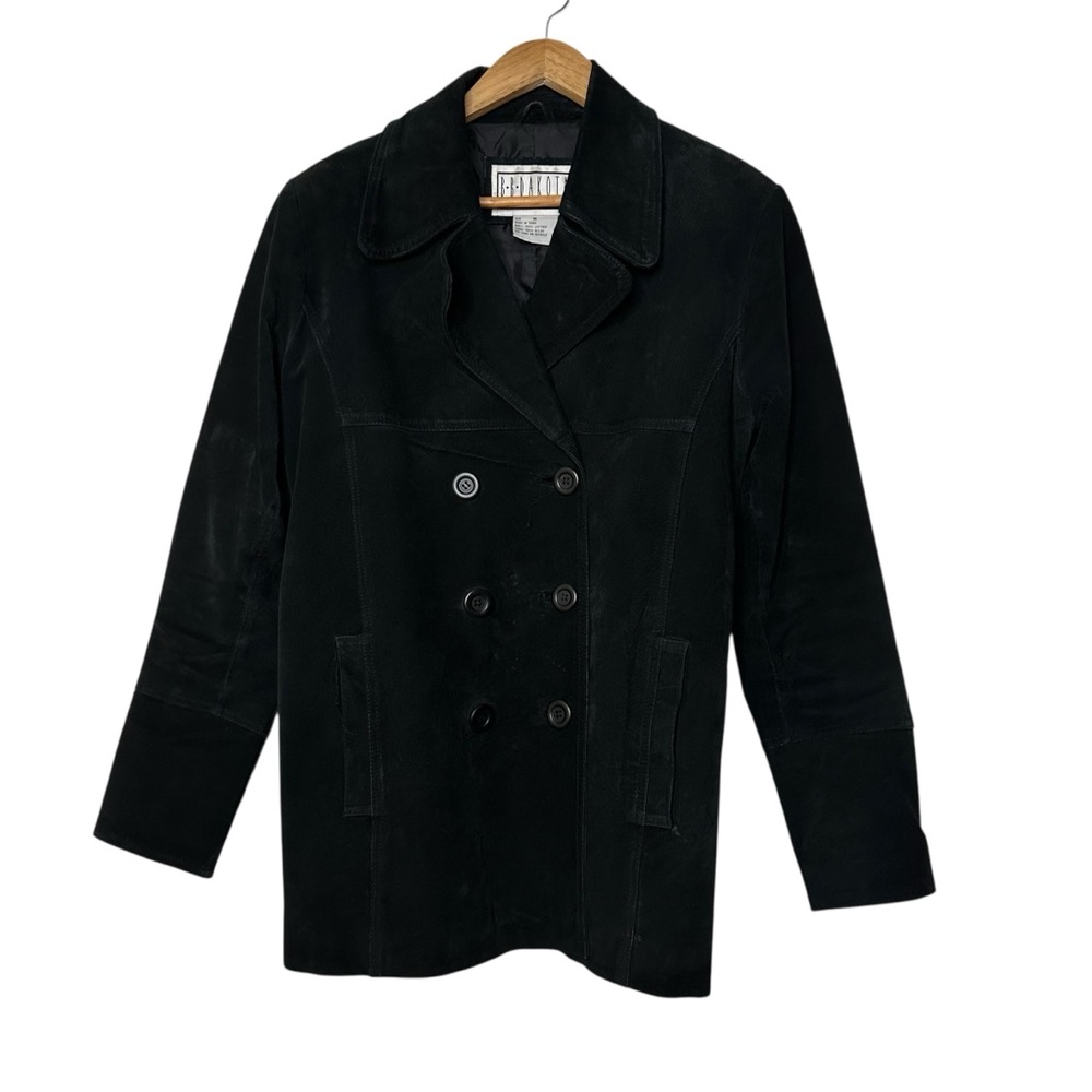 BB Dakota Black Double-Breasted Pea Coat